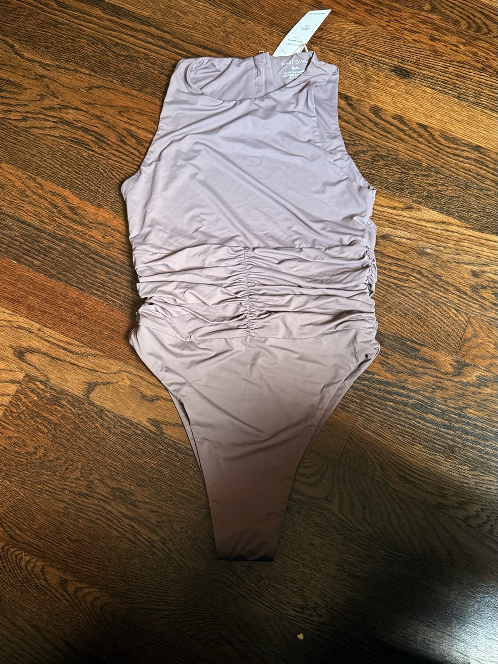 NWT Women's One-Piece Ruched Swimsuit in Taupe